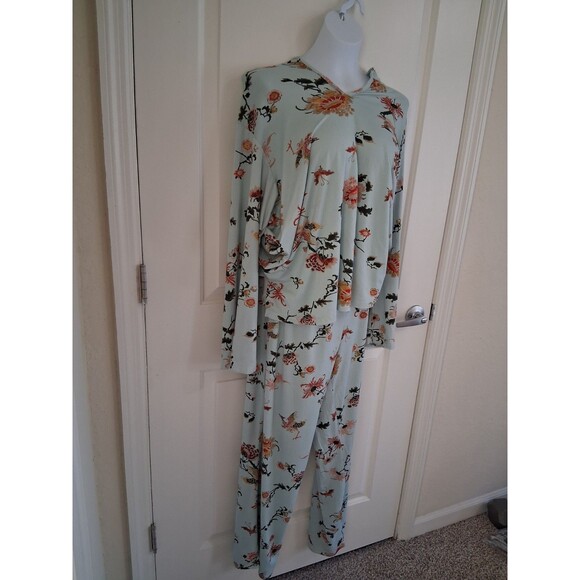 Natori Soft 2 Piece Pajamas Set Light Blue Floral Pants + Top Women’s XL - Picture 3 of 6